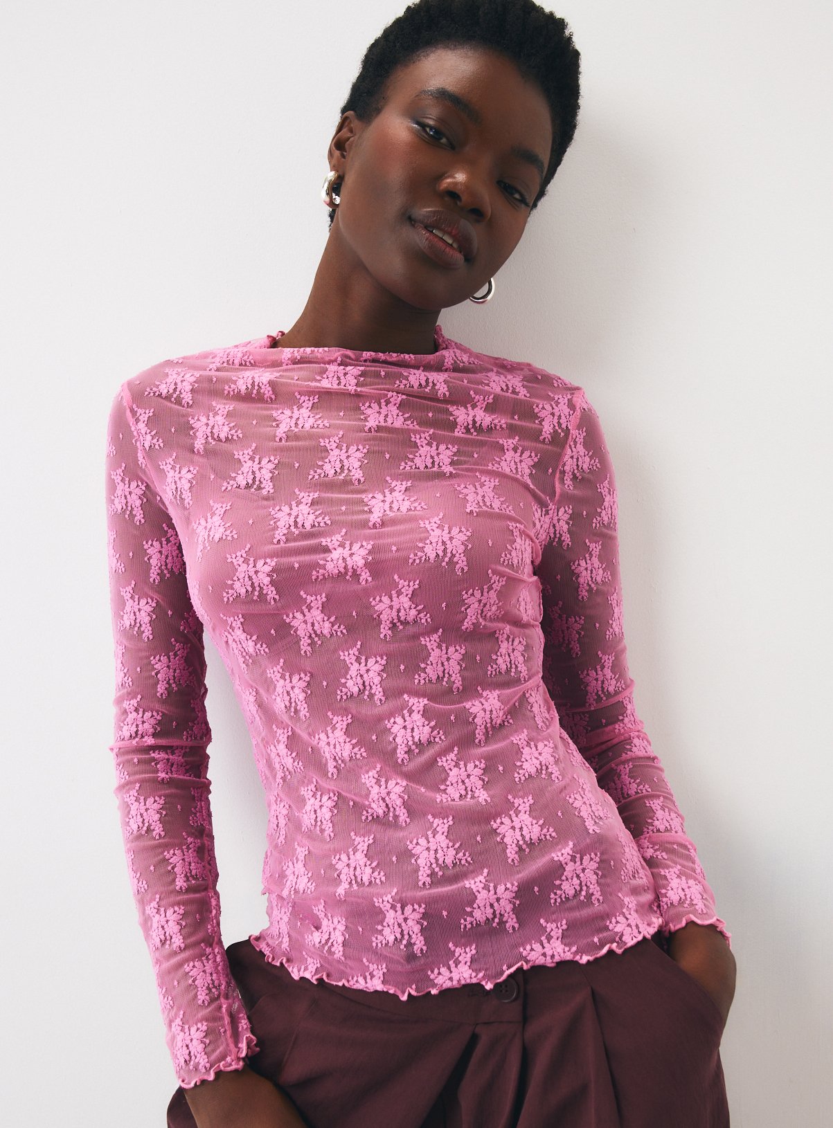 Bright Pink Decadence Lace Second Skin Top 20 - Image 1 thumbnail